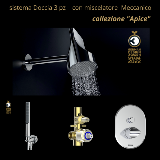 Bossini  set doccia Apice miscelatore meccanico  design Marcello Ziliani