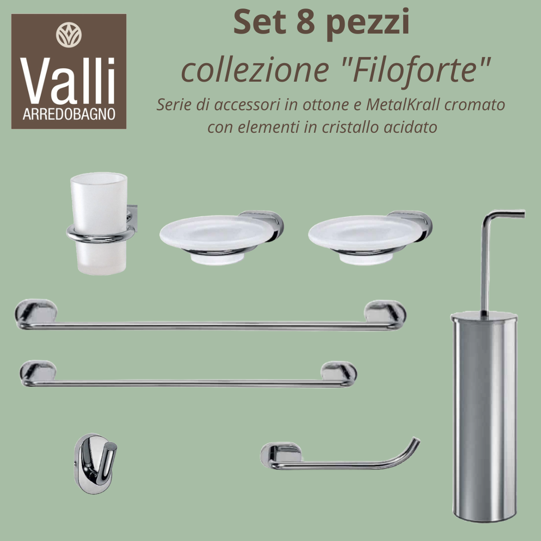 accessori bagno cromo lucido Filoforte Valli Arredobagno set 8 pezzi